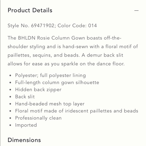 Mother of the Bride dress! BHLDN Rosie Off-Shoulder Beaded Back-Slit Column Gown - Picture 5 of 5